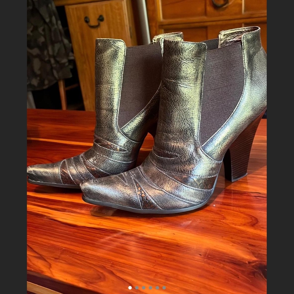 Carlos by Carlos Santana Shiny Silver Heeled Boots